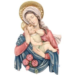 Our Lady with Child and roses relief