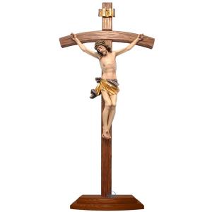 Standing crucifix - Christ's body with curved carved cross and base