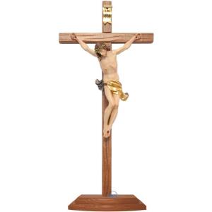 Standing crucifix - Christ's body with straight carved cross and base