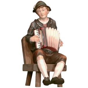 Accordion player seated and chair