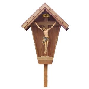 Corpus Siena on cross with roof-natural larch