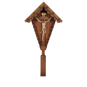 Corpus Leonardo on field cross for hanging dark stained