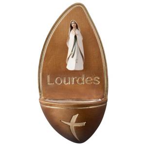 Acquasantiera + scrittura e Madonna Lourdes