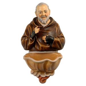 Padre Pio Brustbild mit Weihwasserbecken