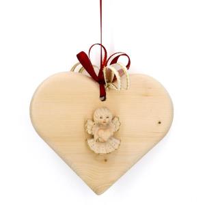 Pine wood heart with angel