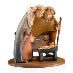 Sacra Famiglia su base di noce