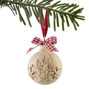 Christmas ornament in swiss pine with edelweiss
