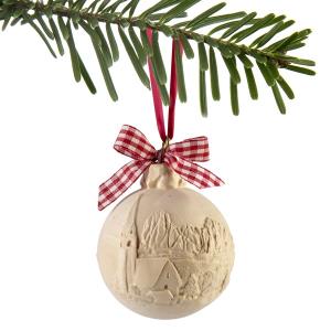 Christmas bauble in swiss pine with church
