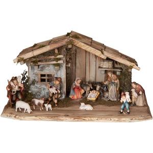 Krippenstall Raschötz mit 14 Krippenfiguren Bet.