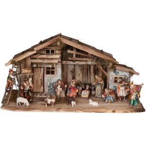 Krippenstall Seiser Alm mit 17 Figuren Komplettset