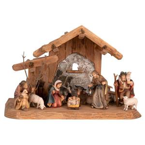 Hüttenstall mit Orig. Bethlehem Krippe 10 Figuren
