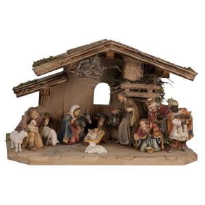 Tiroler Krippenstall mit 13 Orig. Bethlehem Figure
