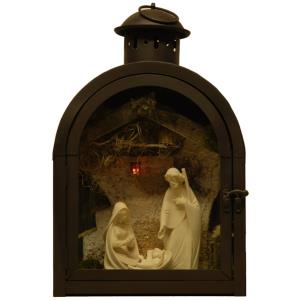 Metallaterne mit Stall und Hl. Familie M 15cm