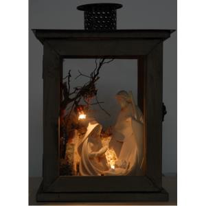 Holzlaterne Led mit Fam. Morgenstern 15 cm
