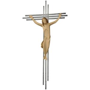 Crucifix, with a triple bar in stainless ste