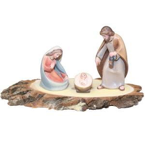 Nativity modern on oval bark base