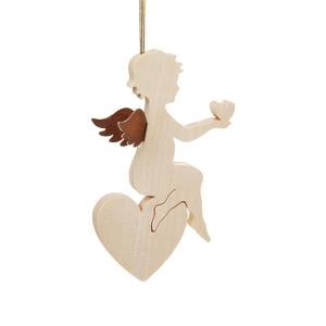 Wooden Angel sitting on Heart