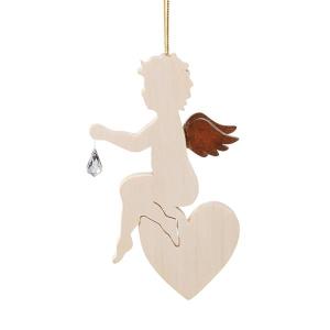 Wooden sitting Angel Crystal