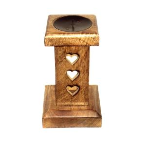 Porta candela in legno noce