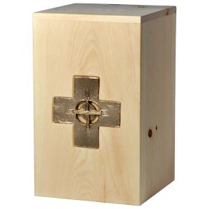 Urn "Cross" - Swiss pine wood - 11,22 x 6,88 x 6,88 inch