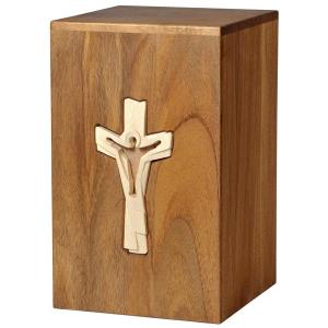 Urna "Crocefisso" - legno di noce - 28,5 x 17,5 x 17,5 cm