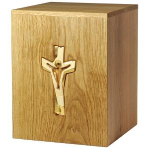 Urna "Crocefisso" - legno di rovere - 28,5 x 22 x 22 cm
