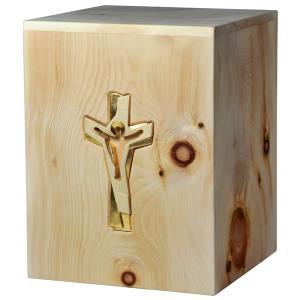 Urna "Crocefisso" - legno di cirmolo - 28,5 x 22 x 22 cm