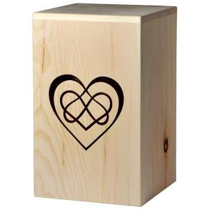 Urn "Eternal Love" - Swiss pine wood - 11,22 x 6,88 x 6,88 inch