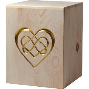 Urne "Ewige Liebe" Gold - Zirbenholz - 28,5 x 22 x 22 cm