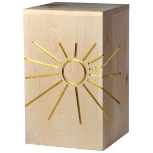 Urne "Ewiges Licht" Gold - Zirbenholz - 28,5 x 17,5 x 17,5 cm