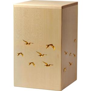 Urn "Toward paradise" gold - maple wood - 11,22 x 6,88 x 6,88 inch