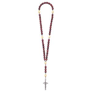 Rosenkranz Exclusive Rot-Holzton mit Papstkreuz