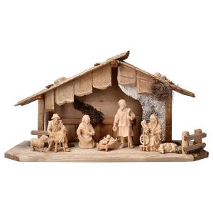 MO Farmer Nativity Pine Set 9 Pieces