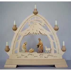 Gothic arch + holy family+sheep 42,5x40x7cm