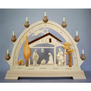 Round arch+holy Fam.+shepherd 42,5x49x7cm