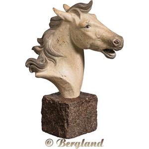 Horse head on stone base