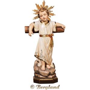 Jesuskind stehend mit Kreuz und Gloriose