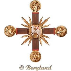 Kreuz mit Evangelisten, Osterlamm und Strahlen