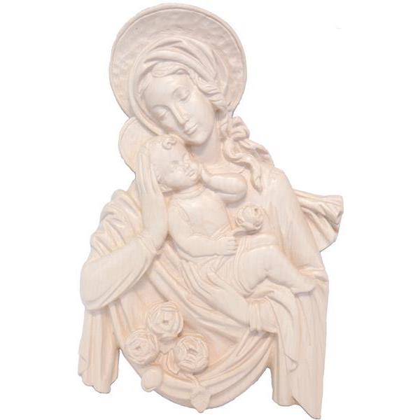 Madonna Relief mit Kind und Rosen - natur