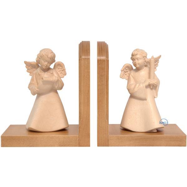 Paar Bücherstützen - Engel mit Schriftrolle und Kerze - natur