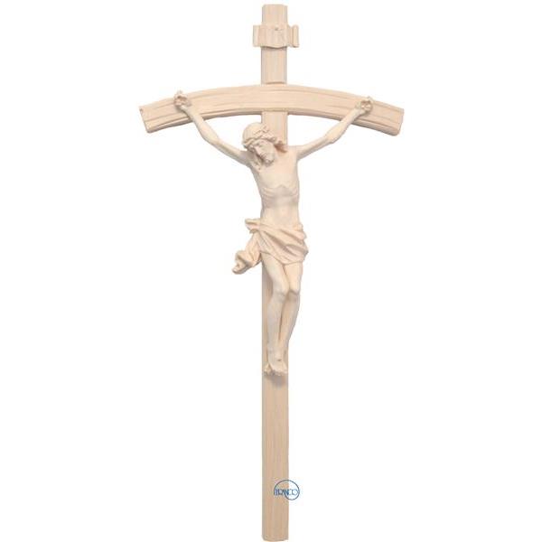 Kruzifix - Korpus mit gebogenem geschnitzten Kreuz - natur