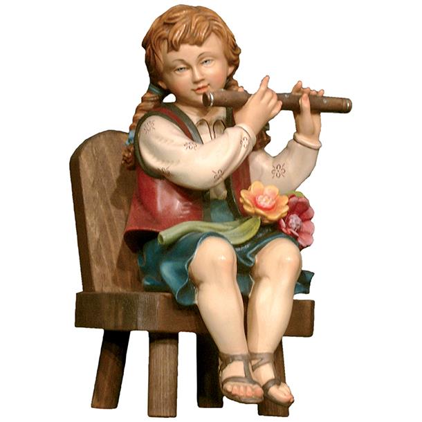 Querflötenspielerin sitzend und Stuhl - lasiert