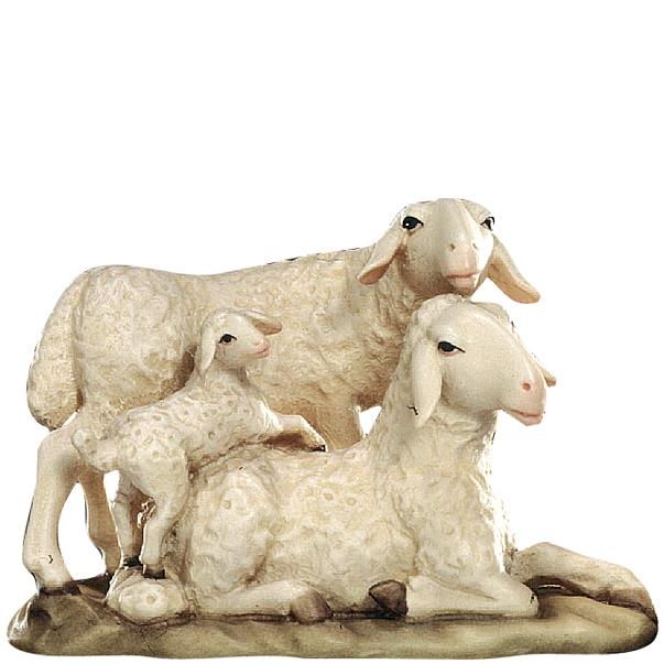 Schafgruppe mit Lamm - lasiert