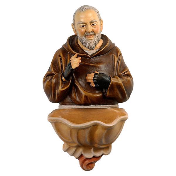Padre Pio Brustbild mit Weihwasserbecken - natur