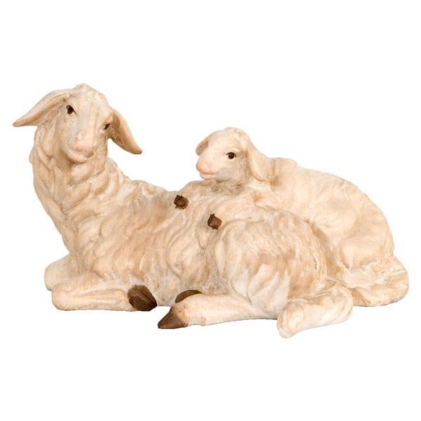 Schaf liegend mit Lamm - natur