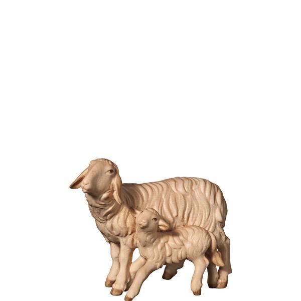 H-Schaf und Lamm stehend - mehrtoenig gebeizt