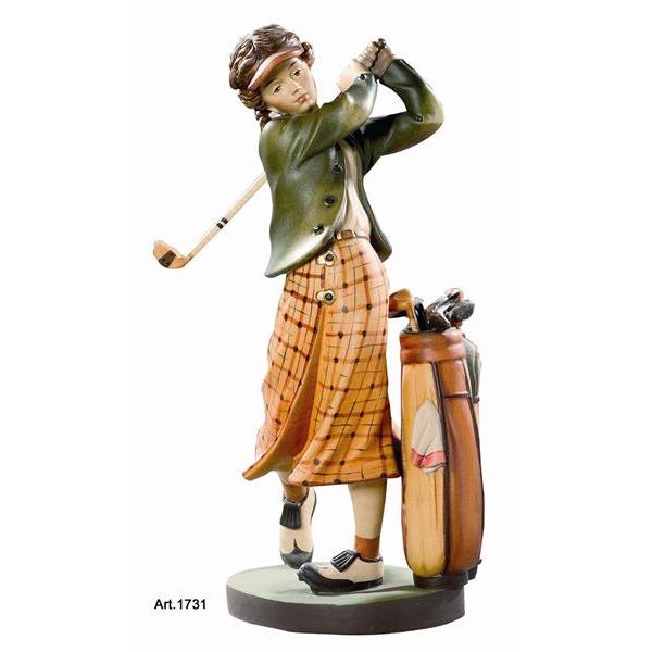 Golfspielerin mit Tasche - lasiert