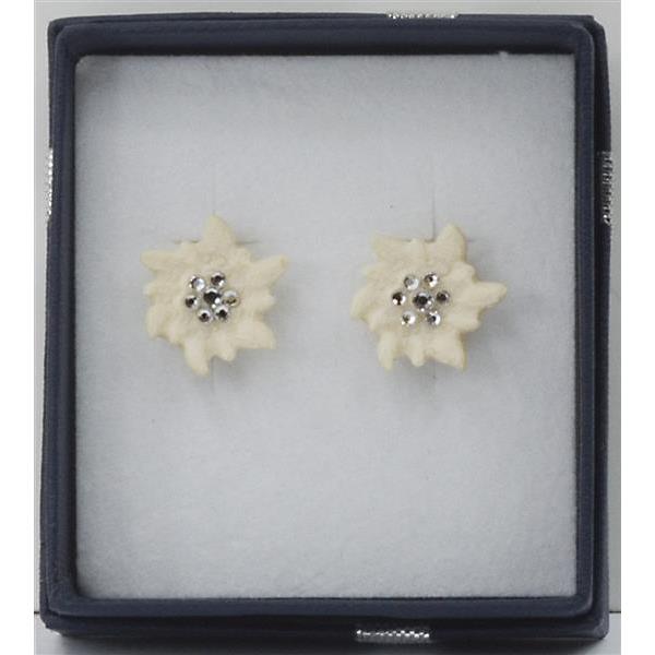 Edelweiss Ohrringe-Stecker - natur mit Kristalle