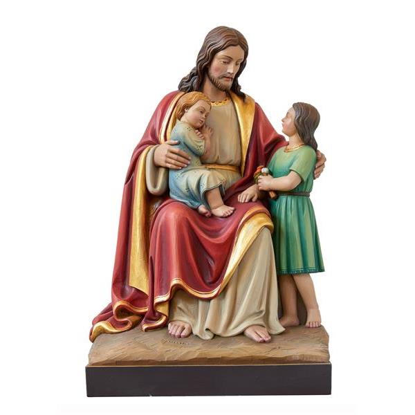 Jesus sitzend mit 2 Kinder - Fiberglass COLOR
