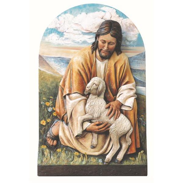 Jesus mit Lamm 100 x 63 - Fiberglass COLOR